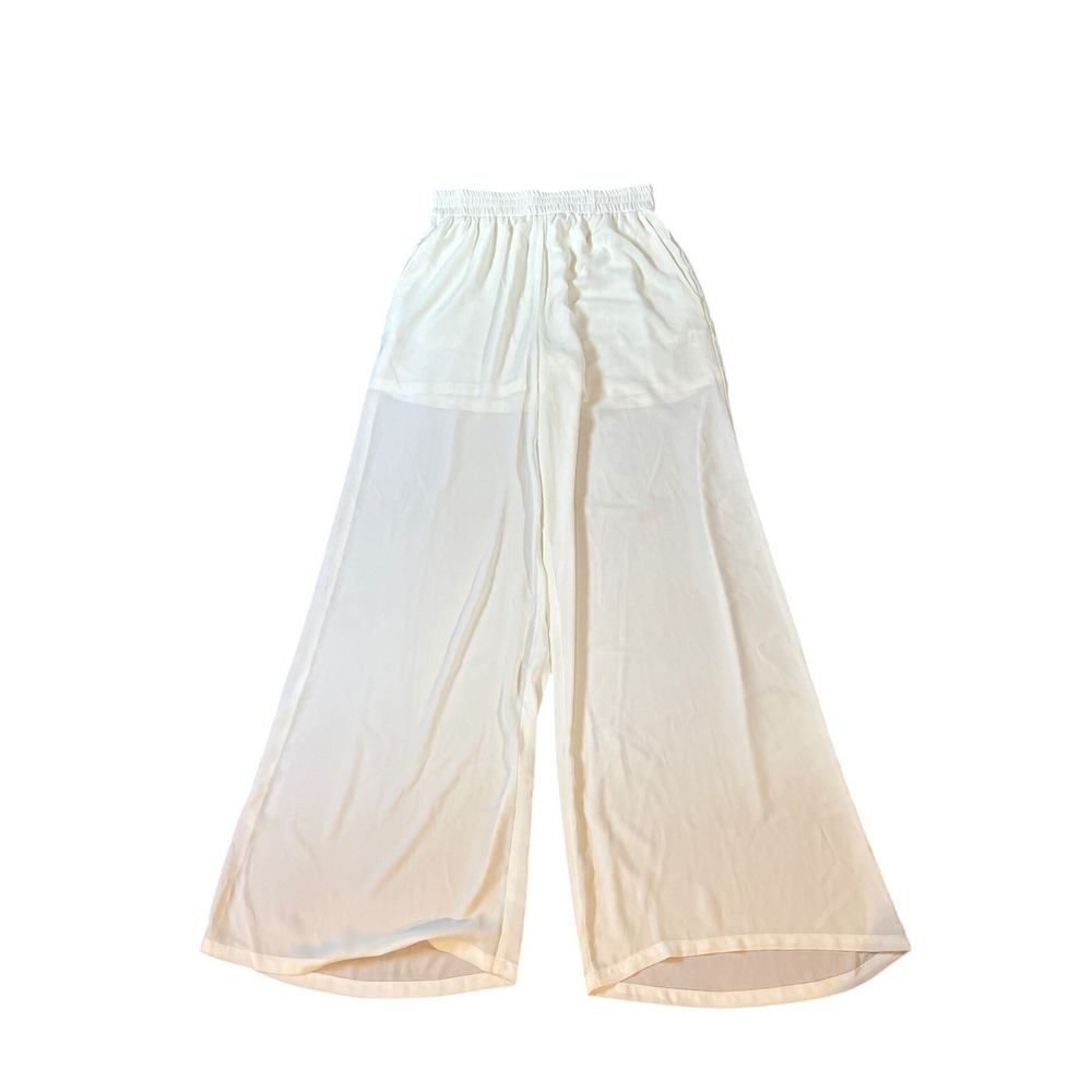 Three Eighty Two Wide Leg Pants Womens White Sheer Overlay Boho SIZE S
